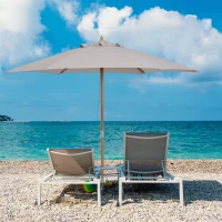 Outsunny 2.5m Wood Garden Parasol Sun Shade Patio Outdoor Wooden Umbrella Canopy Grey(m-10)