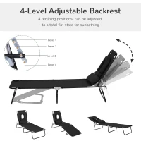 Outsunny Adjustable Sun Lounger W/Pillow-Black(m-4)