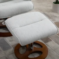 HOMCOM Recliner Chair Ottoman Set 360° Swivel Sofa Stool Modern Soft Thick Padding Wood Base Dark Grey(m-9)