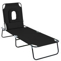 Outsunny Adjustable Sun Lounger W/Pillow-Black