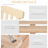 Outsunny Outdoor Wooden Swing Bench 2-Seater Porch Swing Chair Hanging Hammock Garden Furniture, Natural(m-6)