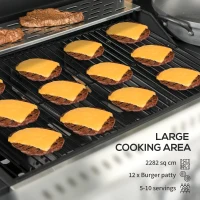 Outsunny Four-Burner Steel Gas Grill, with Thermometer - Black(m-4)