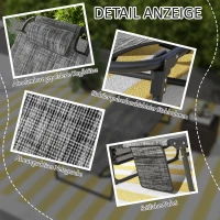 Outsunny Ligbed, 4-voudig verstelbare rugleuning, kussen, zijvak, hoofdsteun, 68 x 189 x 30 cm, Grijs(m-6)