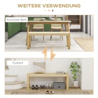 HOMCOM Houten Zitbank Keukenbank, Massief Hout, 3-Zitsbank, 120 cm x 33 cm x 45 cm, Natuurlijk(m-6)