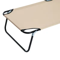 Outsunny Outdoor Foldable Sun Lounger, 4 Level Adjustable Backrest Reclining Sun Lounger Chair with Pillow and Reading Hole, Beige(m-11)