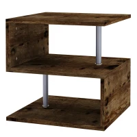 HOMCOM Tavolino da Salotto in Stile Industriale con 3 Scomparti a Forma di S, 48x48x48cm, Color Legno(m-1)