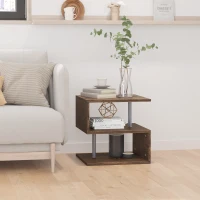 HOMCOM Tavolino da Salotto in Stile Industriale con 3 Scomparti a Forma di S, 48x48x48cm, Color Legno(m-2)