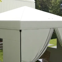 Outsunny Tenda Dobrável 3x3 m Tenda de Jardim com 4 Paredes Laterais 2 Janelas de Malha Altura Ajustável Impermeável e Anti-UV Branco(m-9)