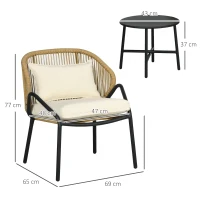 Outsunny Set pentru Bistro din 3 Piese pentru Terasa cu Scaun(m-3)
