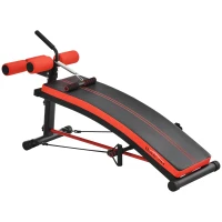 HOMCOM Panca Multifunzione per Addominali con Bande Elastiche, Pieghevole e Salvaspazio, 139x58x71-81cm(m-1)