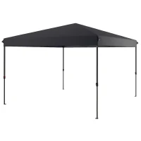 Outsunny Gazebo Pieghevole 3.6x3.6m con Apertura a Bottone, Altezza Regolabile e Borsa con Ruote, Nero(m-1)