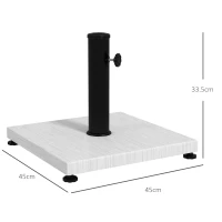 Outsunny Baza pentru Umbrela de 25kg din Metal si Ciment, Postament pentru Umbrela de Gradina cu Finisaj Efect lemn Alb(m-3)