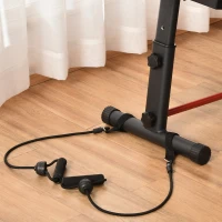 HOMCOM Panca Multifunzione per Addominali con Bande Elastiche, Pieghevole e Salvaspazio, 139x58x71-81cm(m-7)