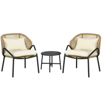 Outsunny Set pentru Bistro din 3 Piese pentru Terasa cu Scaun(m-8)