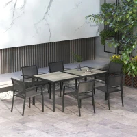 Outsunny Set de Luat Masa din 7 Piese pentru Gradina(m-2)