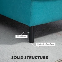 HOMCOM Canapea Secțională Convertibilă, Canapea în Formă de L cu Taburet Otoman Reversibil și Perne, 222x154,5x71 cm, Albastru(m-6)