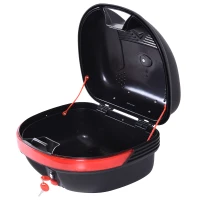 HOMCOM Bauletto Moto Universale 30L + Chiavi e Accessori, 45x39x28cm, Nero e Rosso(m-8)