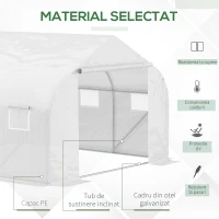 Outsunny Sera Gradina 450×300×200 cm – Fier & PE, Acoperis inclinat(m-4)