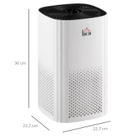 HOMCOM Purificador de Ar com Filtro HEPA de 3 Capas CADR 225 m³/h até 24 m³ Purificador de Mesa com Ecrã LED 4 Velocidades Temporizador Modo Noturno e Silencioso 22,7x22,7x36cm Branco(m-3)