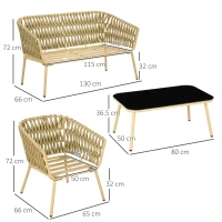 Outsunny Set de Mobilier de Gradina cu 4 Piese cu Ratan din PE(m-3)