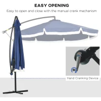 Outsunny Umbrela de Terasa 3(m) cu Consola, Umbrela Rotunda(m-4)