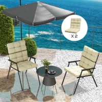 Outsunny 2-Piece Seat Cushion Replacement with Backrest, Garden Patio Chair Cushions Set with Ties, Beige(m-2)