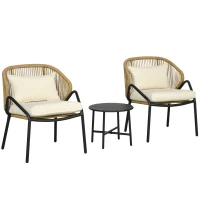 Outsunny Set pentru Bistro din 3 Piese pentru Terasa cu Scaun(m-1)
