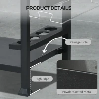 Outsunny Cărucior pentru grătar cu masă pliabilă din oțel inoxidabil, 2 roți și accesorii, 125x65x84 cm, negru(m-7)