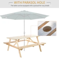Outsunny 4-Seater Wooden Picnic Bench Set-Fir Wood(m-4)