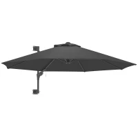 Outsunny Umbrelă de Grădină pentru Perete, Umbrelă cu Rotire la 180°, Manivelă și 8 Spițe cu Montare pe Perete, Ø2.92x1.23 m, Gri(m-10)