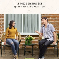 Outsunny Set pentru Bistro din 3 Piese pentru Terasa cu Scaun(m-4)