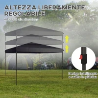 Outsunny Gazebo Pieghevole 3.6x3.6m con Apertura a Bottone, Altezza Regolabile e Borsa con Ruote, Nero(m-5)