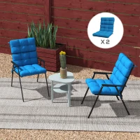 Outsunny 2-Piece Seat Cushion Replacement with Backrest, Garden Patio Chair Cushions Set with Ties, Blue(m-10)