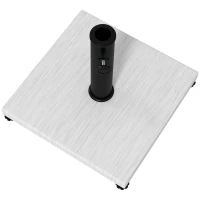 Outsunny Baza pentru Umbrela de 25kg din Metal si Ciment, Postament pentru Umbrela de Gradina cu Finisaj Efect lemn Alb(m-8)