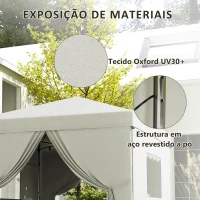 Outsunny Tenda Dobrável 3x3 m Tenda de Jardim com 4 Paredes Laterais 2 Janelas de Malha Altura Ajustável Impermeável e Anti-UV Branco(m-7)