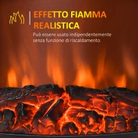 HOMCOM Camino Elettrico Portatile 1000/2000W con Fiamma LED Realistica, per Aree di 25m², Bianco(m-4)