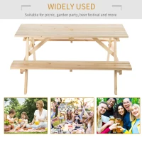 Outsunny 4-Seater Wooden Picnic Bench Set-Fir Wood(m-6)