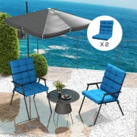 Outsunny 2-Piece Seat Cushion Replacement with Backrest, Garden Patio Chair Cushions Set with Ties, Blue(m-2)
