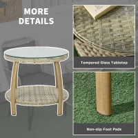 Outsunny 3 Piese de Mobilier de Terasa din Rachita, cu Perne Moi(m-7)