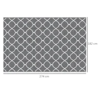 Outsunny Covor pentru Exterior 182x274 cm Reversibil, Covor Pliabil din Polipropilen 310 g/m² Gri si Alb(m-3)