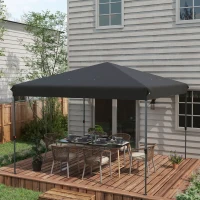 Outsunny Gazebo Pieghevole 3.6x3.6m con Apertura a Bottone, Altezza Regolabile e Borsa con Ruote, Nero(m-2)