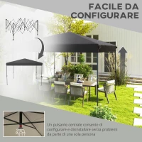 Outsunny Gazebo Pieghevole 3.6x3.6m con Apertura a Bottone, Altezza Regolabile e Borsa con Ruote, Nero(m-4)