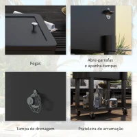 Outsunny Carrinho Refrigerador de Bebidas de 56L com Rodas Abridor de Garrafas e Prateleira para Pátio Festas 67x35x80 cm Preto(m-6)