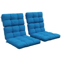Outsunny 2-Piece Seat Cushion Replacement with Backrest, Garden Patio Chair Cushions Set with Ties, Blue(m-11)