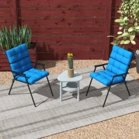 Outsunny 2-Piece Seat Cushion Replacement with Backrest, Garden Patio Chair Cushions Set with Ties, Blue(m-7)