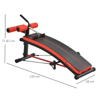 HOMCOM Panca Multifunzione per Addominali con Bande Elastiche, Pieghevole e Salvaspazio, 139x58x71-81cm(m-3)
