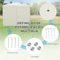 Outsunny Tenda Dobrável 3x3 m Tenda de Jardim com 4 Paredes Laterais 2 Janelas de Malha Altura Ajustável Impermeável e Anti-UV Branco(m-8)