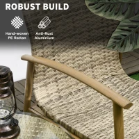 Outsunny 3 Piese de Mobilier de Terasa din Rachita, cu Perne Moi(m-6)