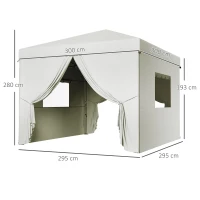 Outsunny Tenda Dobrável 3x3 m Tenda de Jardim com 4 Paredes Laterais 2 Janelas de Malha Altura Ajustável Impermeável e Anti-UV Branco(m-3)