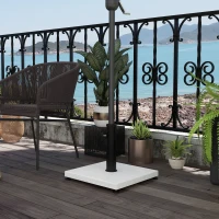 Outsunny Baza pentru Umbrela de 25kg din Metal si Ciment, Postament pentru Umbrela de Gradina cu Finisaj Efect lemn Alb(m-2)